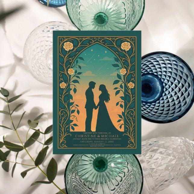 Invitación de boda de pareja con silueta romántica (Subido por el creador)