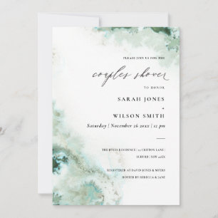 Invitación de boda de pareja de ágata verde esmera