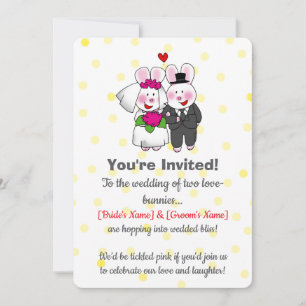 Invitación de boda de pareja de conejos lindos