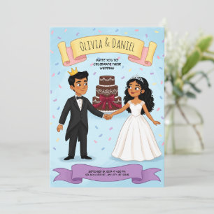 Invitación de boda de pareja de dibujos animados l