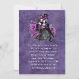 Invitación de Boda de Pareja de Esqueleto Gótico