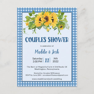Invitación de Boda de Pareja de Girasoles a Cuadro