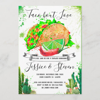 Invitación de boda de pareja del taco amor cactus
