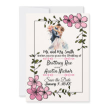 Invitación de boda de pareja elegante floral