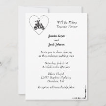 Invitación de boda de pareja en motocicleta