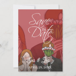 Invitación de Boda de Pareja Ilustrada Moderna