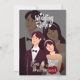 Invitación de Boda de Pareja Ilustrada Moderna