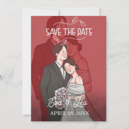 Invitación de Boda de Pareja Ilustrada Moderna