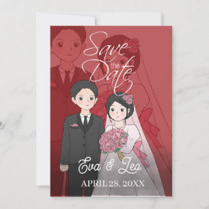 Invitación de Boda de Pareja Ilustrada Moderna