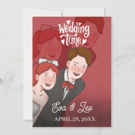 Invitación de boda de pareja ilustrada moderna