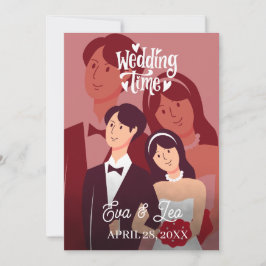 Invitación de Boda de Pareja Ilustrada Moderna