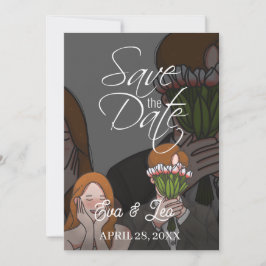 Invitación de Boda de Pareja Ilustrada Moderna