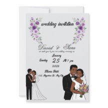 Invitación de boda de pareja negra ilustrada moder