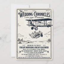 Invitación de Boda de Pareja Retro Caprichosa BW