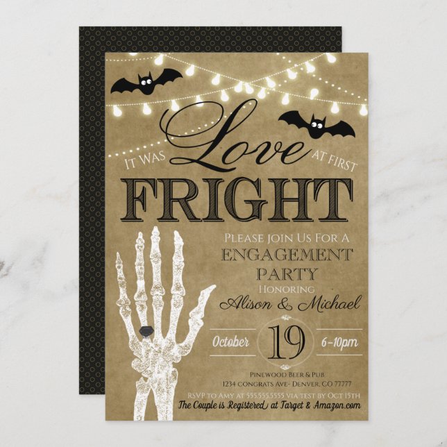 Invitación de boda de parejas de Halloween (Anverso / Reverso)