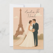 Invitación de boda de París | Elegante Torre Eiffe