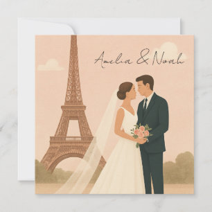 Invitación de Boda de París   Torre Eiffel Elegant