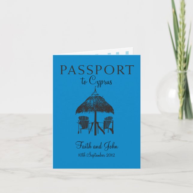 Invitación de boda de pasaporte a Chipre (Anverso)