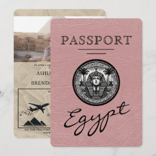 Invitación de boda de pasaporte de Egipto de rosa 
