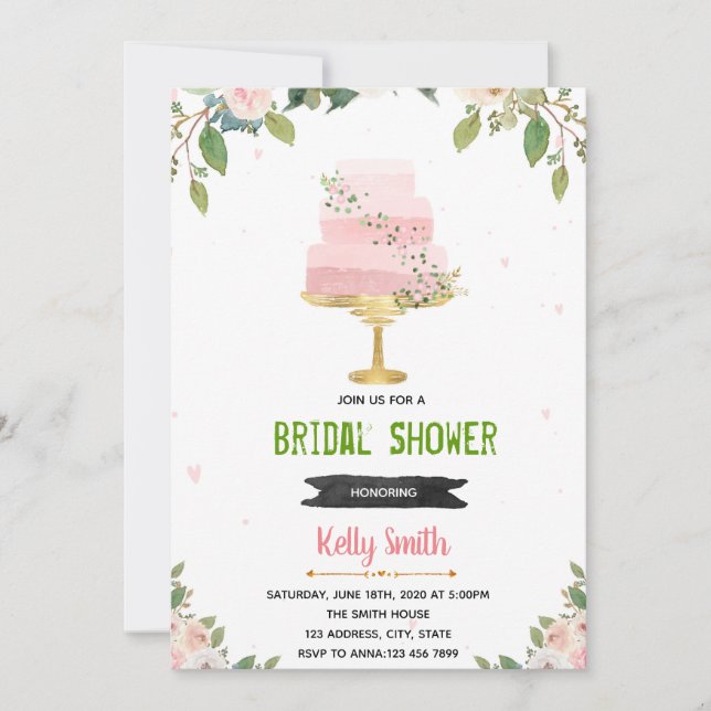 invitación de boda de pastel dulce de amor (Anverso)