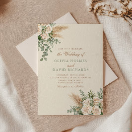 Invitación de Boda de Pasto de Pampas Beige Elegan