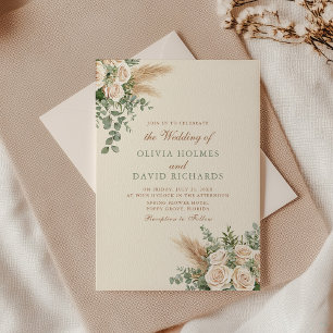 Invitación de Boda de Pasto de Pampas Beige Elegan