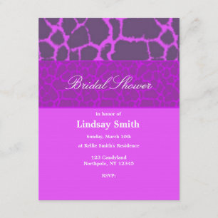 Invitación de boda de patrón de jirafa morada