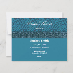 Invitación de boda de patrón de leopardo verde azu