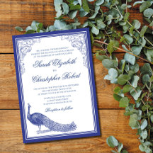 Invitación de boda de pavo real