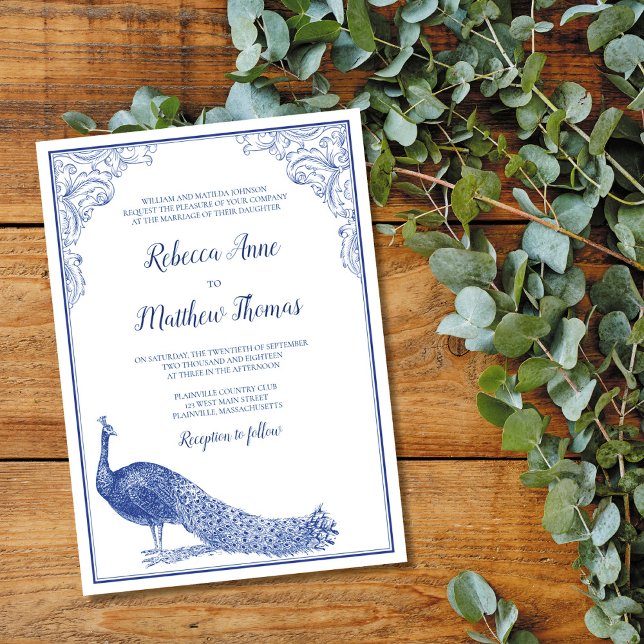 Invitación de boda de pavo real (Subido por el creador)