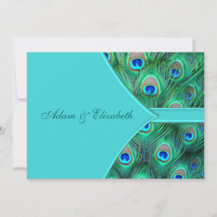 Invitación de boda de pavo real azul turquesa