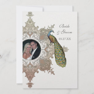 Invitación de Boda de Pavo Real Barroco - Mocha Ta