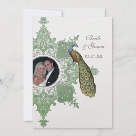 Invitación de Boda de Pavo Real Barroco - Verde Pr