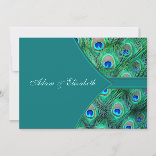 Invitación de boda de pavo real elegante teal (Anverso)