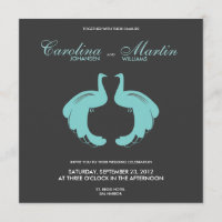 Invitación de boda de pavos reales azules II