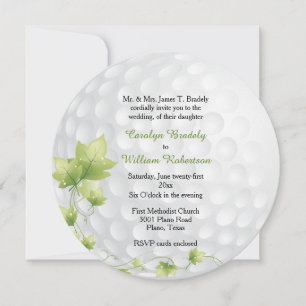 Invitación de boda de pelota de golf y enredaderas