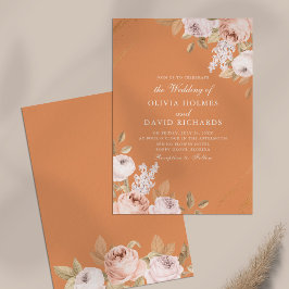 Invitación de boda de peonía albaricoque elegante