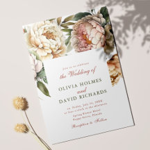 Invitación de Boda de Peonía en Acuarela Elegante