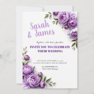 Invitación de boda de peonía lavanda