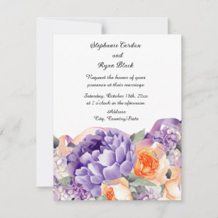Invitación de boda de peonía melocotón malva polvo