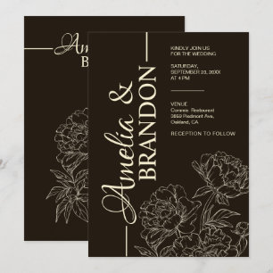 Invitación de Boda de Peonía Minimalista Elegante