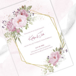 Invitación de boda de peonía rosa