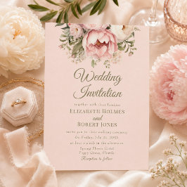 Invitación de boda de peonía rosada polvorienta