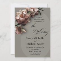 Invitación de boda de peonías floreciendo