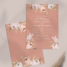 Invitación de Boda de Peonías Rosadas Bohemias