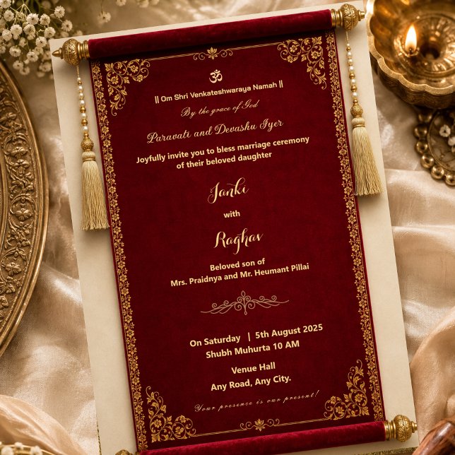 invitación de boda de pergamino rojo del sur de la (Subido por el creador)