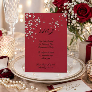 invitación de boda de perla roja carmesí