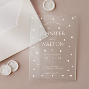 Invitación de boda de perlas blancas de acrílico