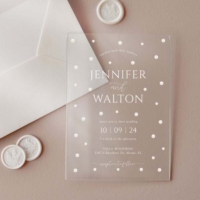 Invitación de boda de perlas blancas de acrílico (Subido por el creador)