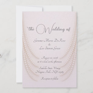 Invitación de boda de perlas rosadas elegantes